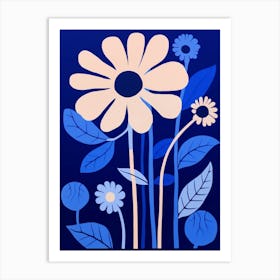 Blue Flower Illustration Daisy 4 Art Print