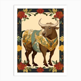 Floral Bull2 Art Print