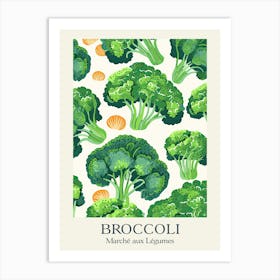 Marche Aux Legumes Broccoli Summer Illustration 2 Art Print