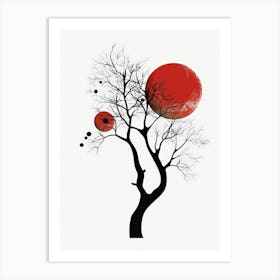 Tree With Red Circles Art Print