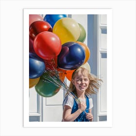 Little Girl With Balloons Art Print