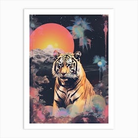 Tiger Retro Space Collage 3 Art Print