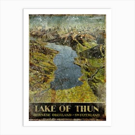 Vintage Travel Poster ― Lake Of Thun Bernese Oberland Switzerland Art Print