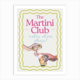 The Martini Club | Extra Olives Please | Vintage Retro Kitchen Bar Cart Art Print