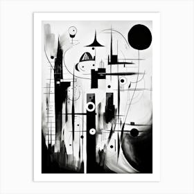 Exploration Abstract Black And White 3 Art Print