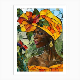 African Woman Stained Glass 4 Art Print