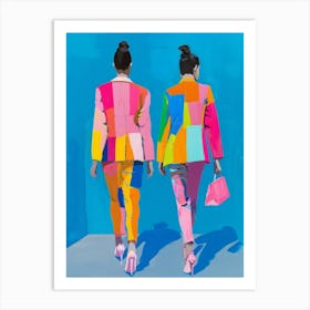 Two Women In Colorful Suits 2 Art Print