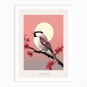 Minimalist House Sparrow 2 Bird Poster Art Print