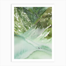 Jostedalsbreen National Park Norway Water Colour Poster Art Print