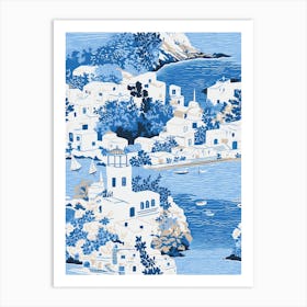 Mykonos Greece, Inspired Travel Pattern 4 Art Print
