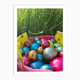 Easter Eggs In A Basket 12 Art Print