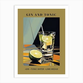 Gin And Tonic, Modern Minimalist Cocktail Art Print Art Print