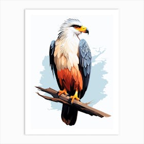 Colourful Geometric Bird Crested Caracara 1 Art Print