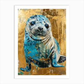 Baby Seal Gold Effect Collage 2 Art Print