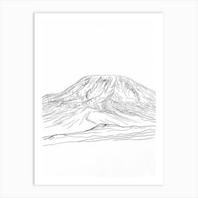 Mount Kilimanjaro Tanzania Line Drawing 7 Art Print