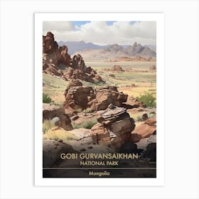 Gobi Gurvansaikhan National Park Mongolia Watercolour 1 Art Print