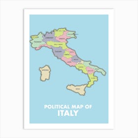 Political Map Of Italy Art Print