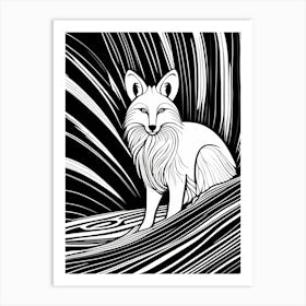 fox Lino cut Black And White art, animal art, 149 Art Print