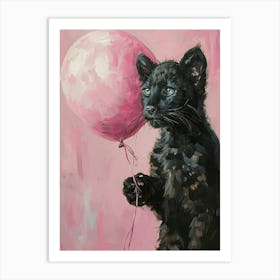 Cute Panther 1 With Balloon Art Print