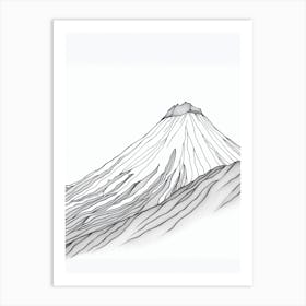 Mount Fuji Japan Line Drawing 2 Art Print