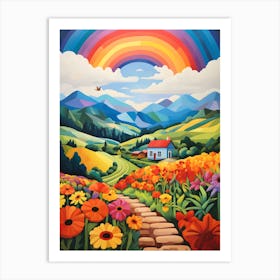 "Prismatic Pastures: Meadow's Rainbow Melody" Art Print