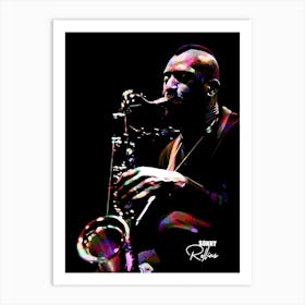 Sonny Rollins Jazz Tenor Saxophonist in my Colorful Digital Painting Art Print