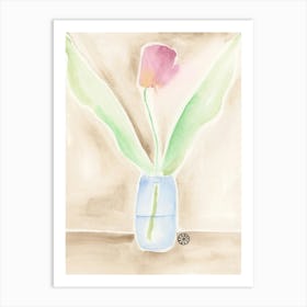 A Tulip - watercolor flower floral vertical Art Print