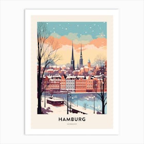 Vintage Winter Travel Poster Hamburg Germany 2 Art Print