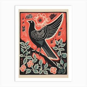 Vintage Bird Linocut Dove 4 Art Print