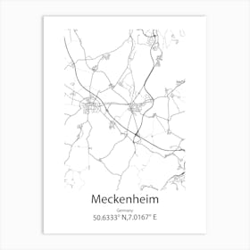 Meckenheim,Germany Minimalist Map Art Print