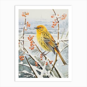 Winter Bird Painting Yellowhammer 3 Art Print