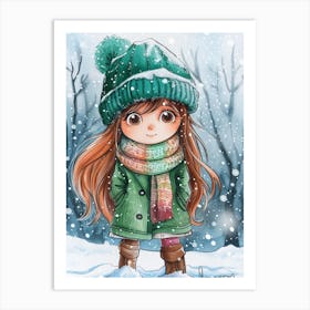 Little Girl In The Snow Art Print