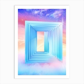 Geometric Portal Swirled With Dreamy Abstract Pastel Sky Prismatic Refractions Within Sleek Shar (3) Art Print