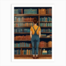 Girl In The Library 1 Art Print