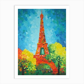 Eiffel Tower Paris France David Hockney Style 4 Art Print