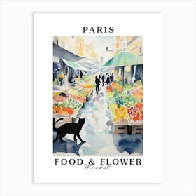 Food Market With Cats In Paris 2 Poster Art Print