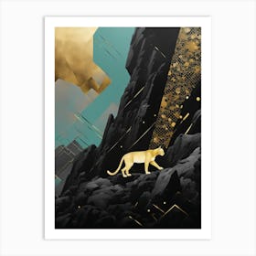 Golden Mountain Leopard Animal Art Print