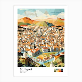 Stuttgart, Germany, Geometric Illustration 2 Poster Art Print