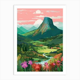 Sri Lanka Ella Mountain Painting Travel Pink Sky Art Print