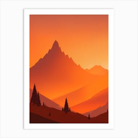 Misty Mountains Vertical Composition In Orange Tone 237 Art Print