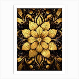 Gold Floral Pattern Art Print