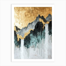 Altai's Golden Peaks - Abstract Grandeur Art Print