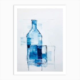 Blue Bottle Style Abstract Art Print