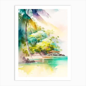 Providencia Island Colombia Watercolour Pastel Tropical Destination Art Print