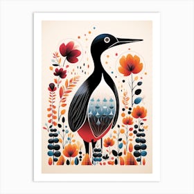 Scandinavian Bird Illustration Loon 1 Art Print