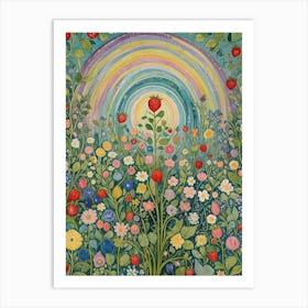 Strawberry Patch Rainbow Art Print