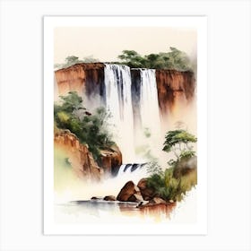 Kalandula Falls, Angola Water Colour  (2) Art Print