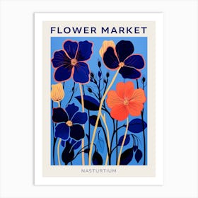 Blue Flower Market Poster Nasturtium 1 Art Print