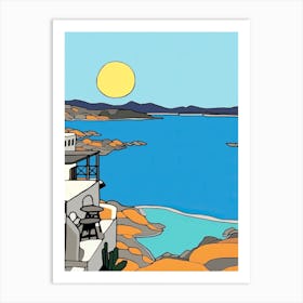 Minimal Design Style Of Mykonos, Greece 2 Art Print