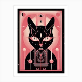 The High Priestess Tarot Card, Black Cat In Pink 1 Art Print